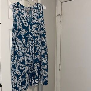 G.H. Bass & Co. Teal and White Sleeveless Midi Dress